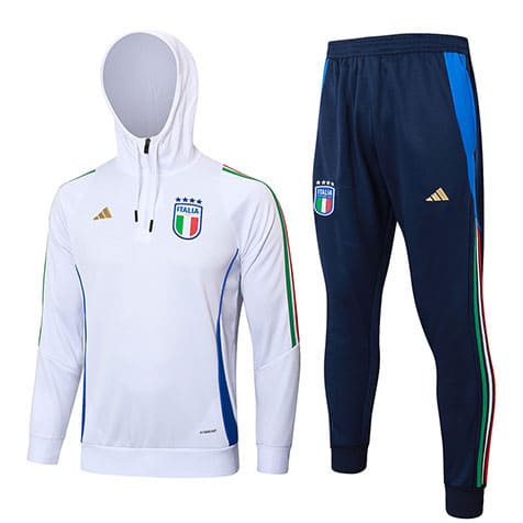Sweat à capuche+Pantalon Italie 2024/25 Blanc Bleu